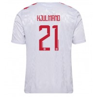 Camisa de Futebol Dinamarca Morten Hjulmand #21 Equipamento Secundário Europeu 2024 Manga Curta